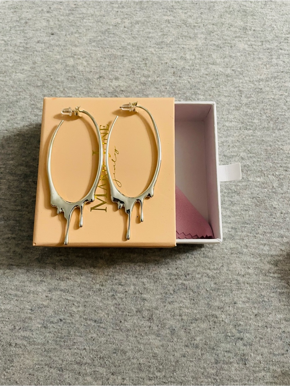 Silver Drip Hoop Earrings